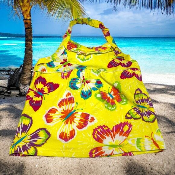 The Children's Place Girls Tank Top 12-18 Mo Yellow Bright Butterfly Halter NEW - Picture 1 of 6